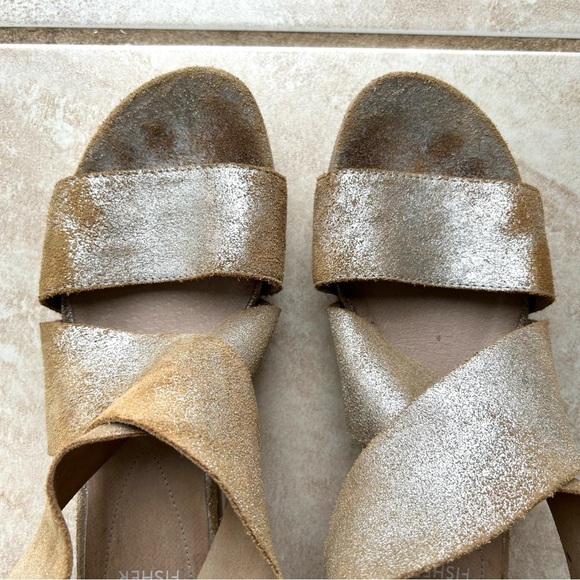 Eileen Fisher Sport Sandals Womens Silver Gold Metallic Open Toe Platform Sz 7 - Picture 2 of 8